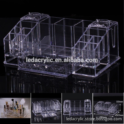 Acrylic Jewelry Makeup Display Case Pencil Brush Cotton Box Cosmetic Organizer